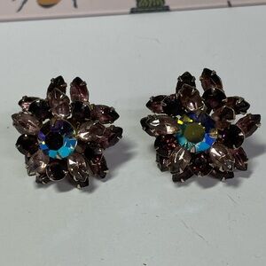 Elegant Multicolor Crystal Flower Earrings